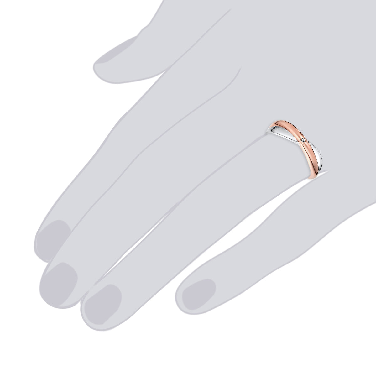 Rafaela Donata Ring Sterling Silber bi-Color Diamant weiß Saisonschlussverkauf