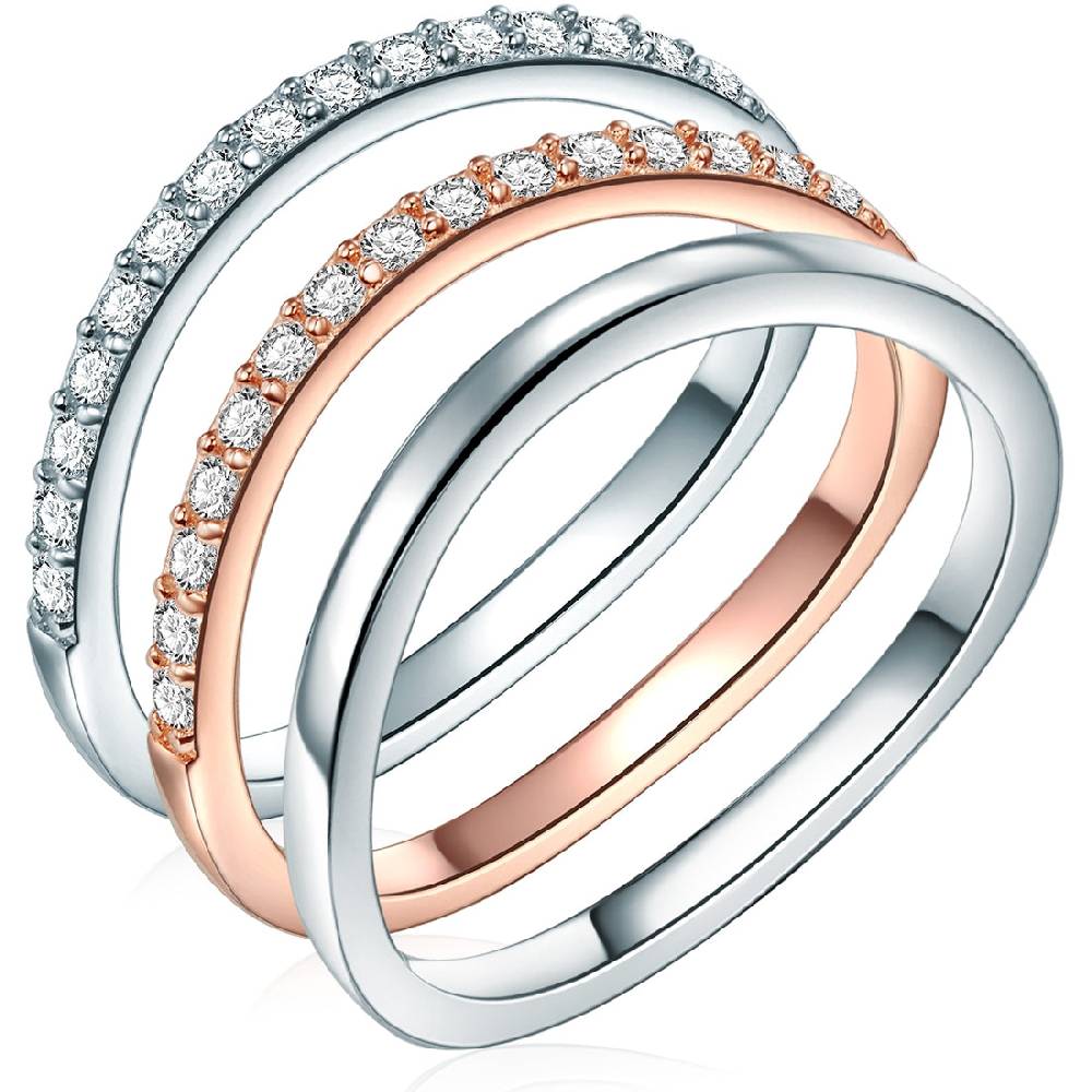 Rafaela Donata 3er Set Ringe Sterlin Silber bi-Color Zirkonia weiß Black Friday