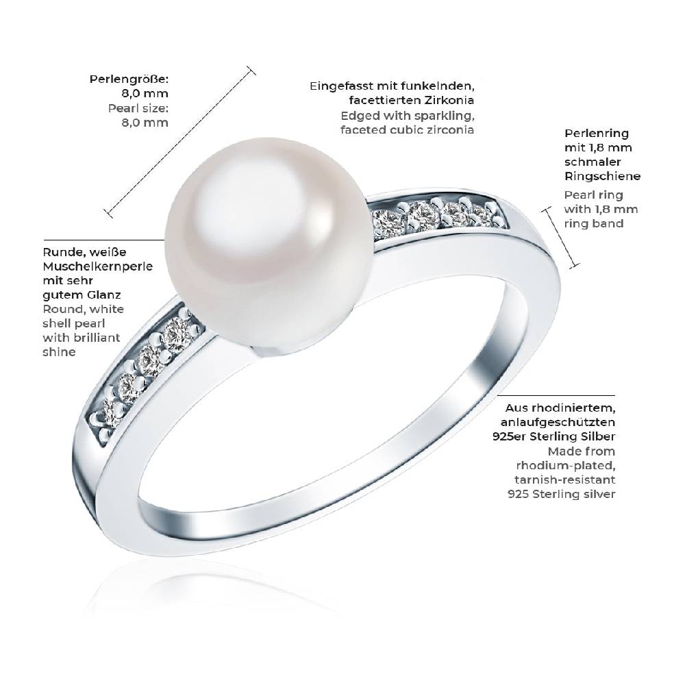 Rafaela Donata Ring Sterling Silber Südsee-Muschelkernperle weiß Zirkonia weiß Exklusive Angebote