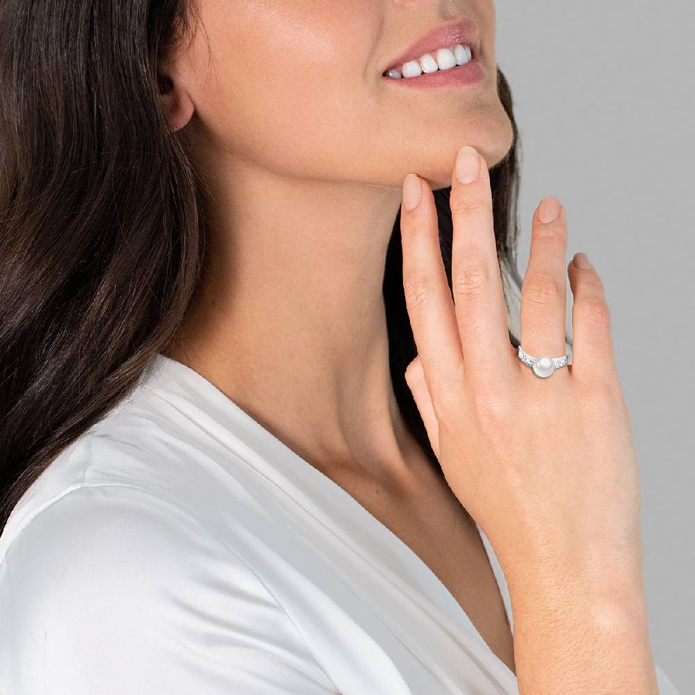 Rafaela Donata Ring Sterling Silber Südsee-Muschelkernperle weiß Zirkonia weiß Exklusive Angebote