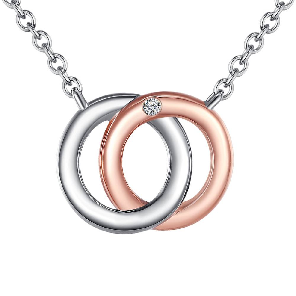 Rafaela Donata Kette mit Anhänger Sterling Silber bi-Color Diamant weiß Online Shopping