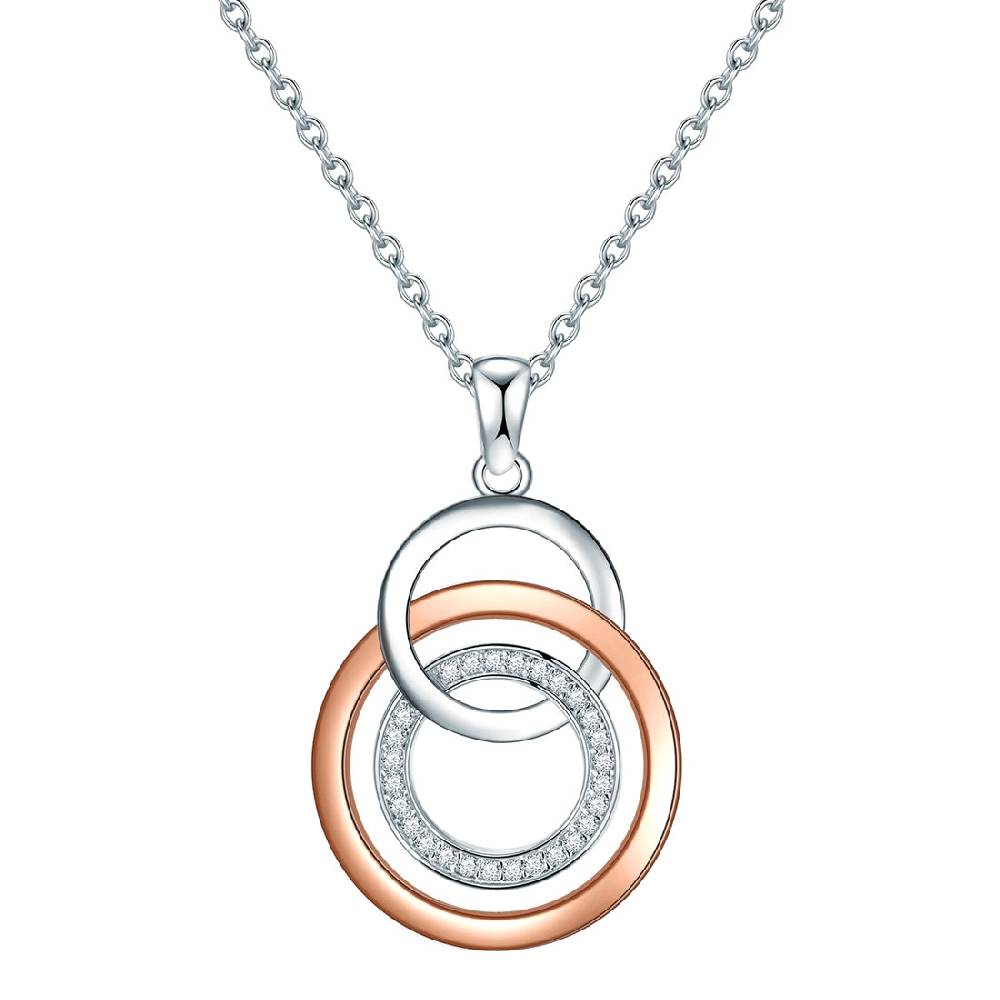 Rafaela Donata Kette mit Anhänger Sterling Silber bi-Color Zirkonia weiß Valentinstagsangebot