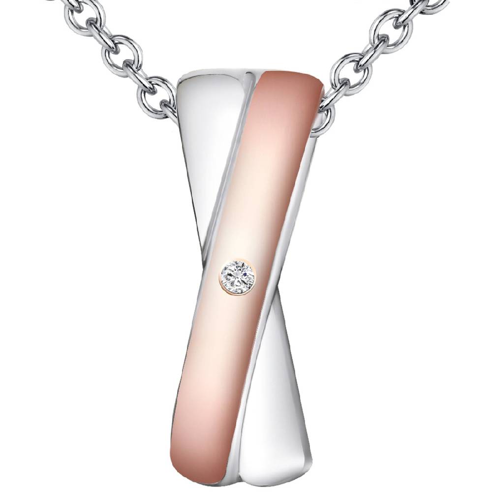 Rafaela Donata Kette mit Anhänger Sterling Silber bi-Color Diamant weiß Räumungsverkauf