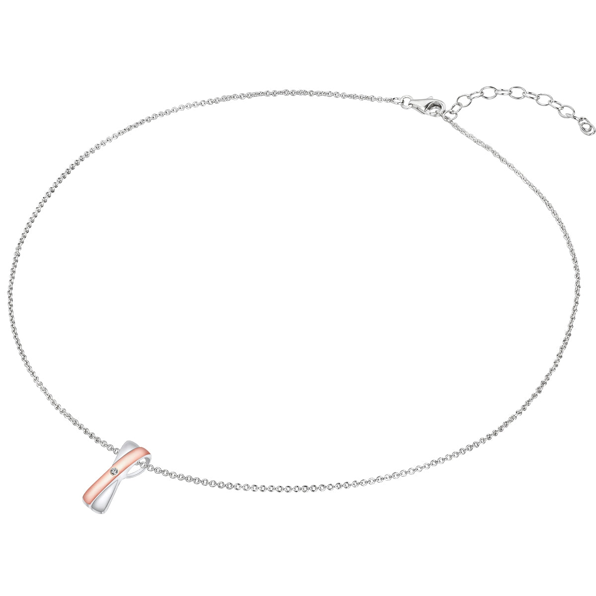Rafaela Donata Kette mit Anhänger Sterling Silber bi-Color Diamant weiß Räumungsverkauf