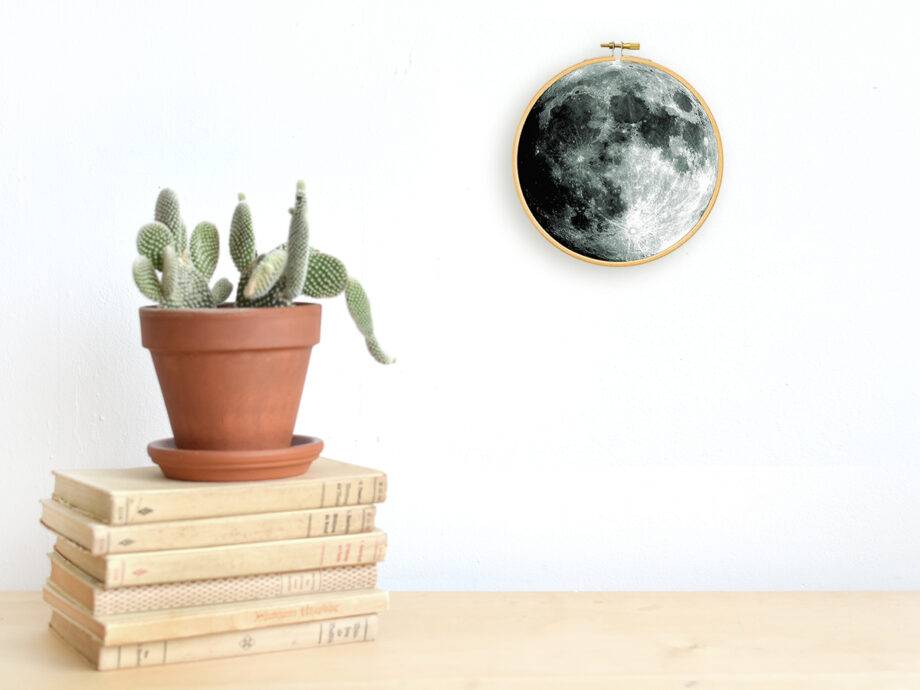 Renna Deluxe MOND _ Bild im Stickrahmen Großer Ausverkauf