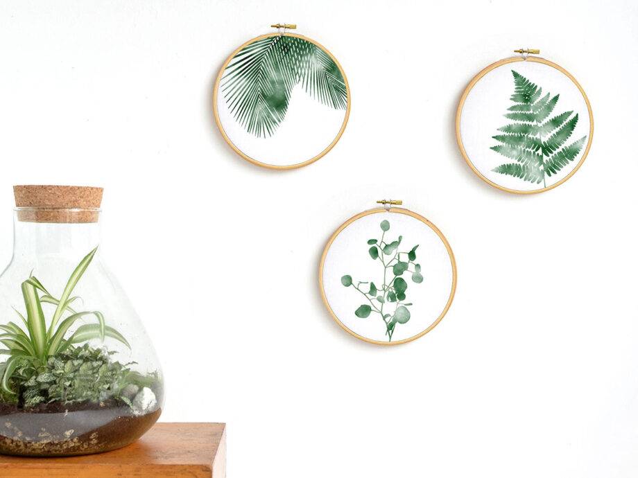 Renna Deluxe Farnwedel _ Bild im Stickrahmen Osterangebot