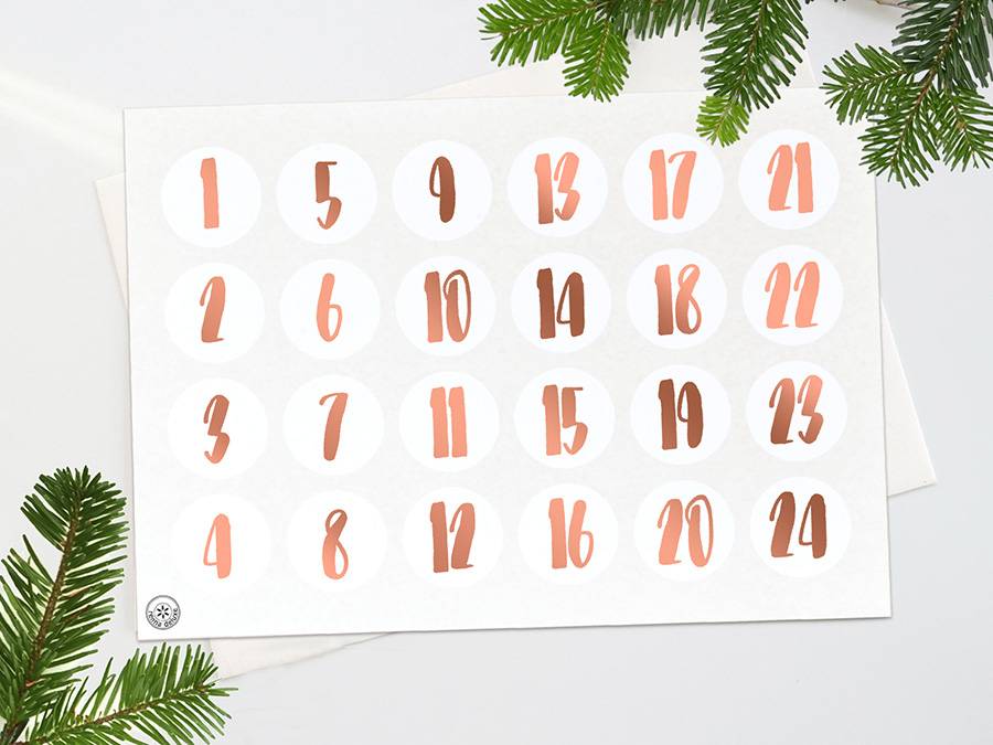 Renna Deluxe ADVENTSKALENDER Zahlen in KUPFER Blitzangebot
