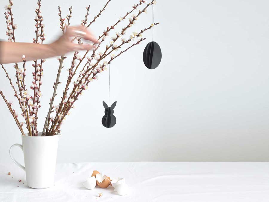 Renna Deluxe Anhänger Osterhase in Schwarz-Weiß Tägliche Deals