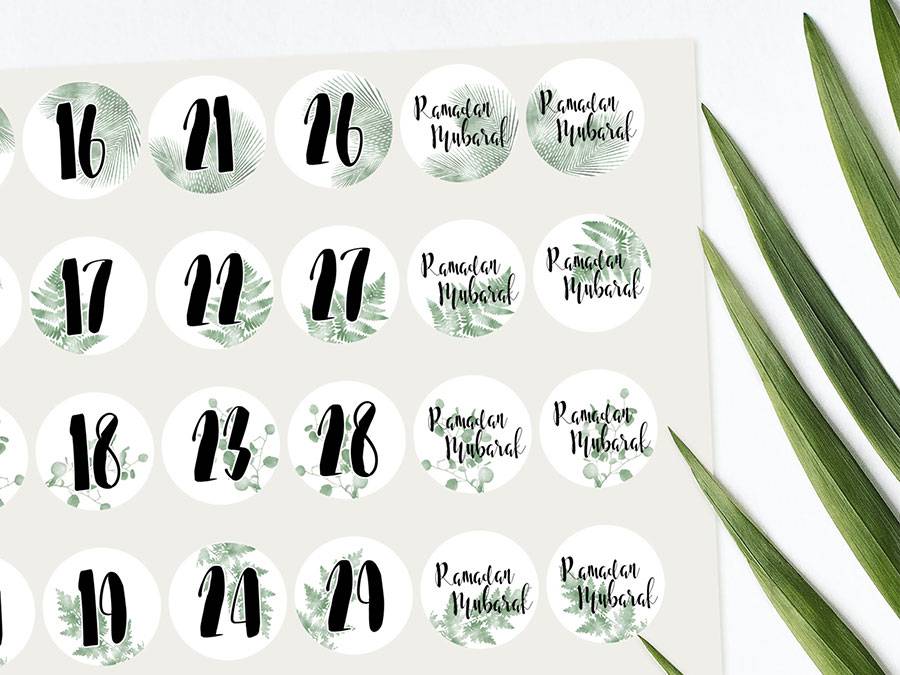 Renna Deluxe RAMADAN Kalender Zahlensticker mit schwarzen Tüten Letzte 3 Tage