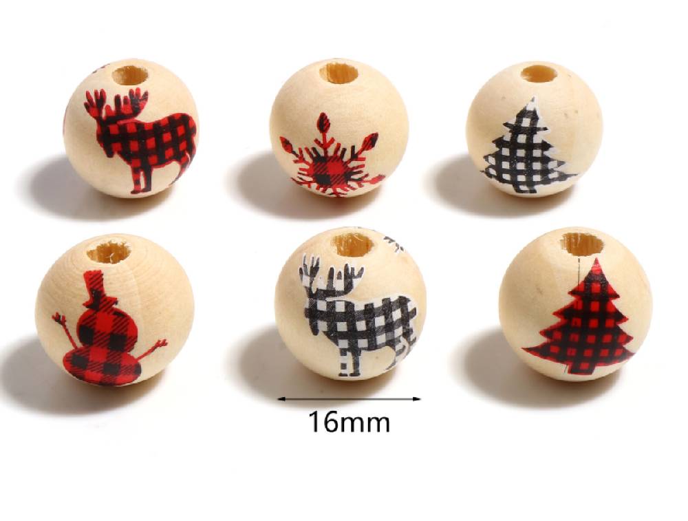 ﻿Sadingo Holzperlen Natur Motiv Weihnachten 16mm, 20 Stück, Wählbar Bis zu 55% Rabatt