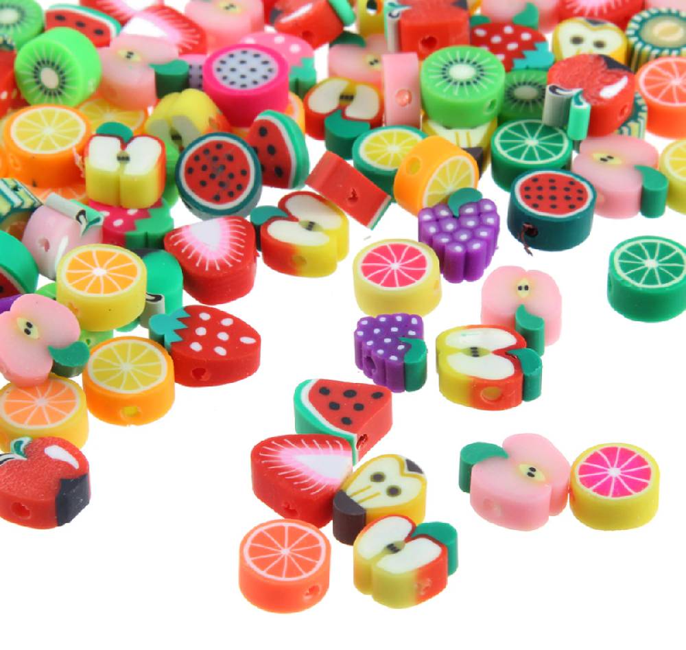 Sadingo Polymer Clay Perlen | 40 Stk., 10mm, Früchte Super Rabatt