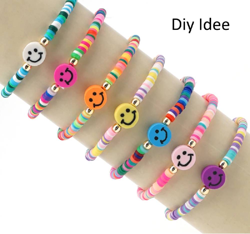 Sadingo Polymer Clay Perlen | 40 Stk., 10mm, Smileys Kostenloser Versand international