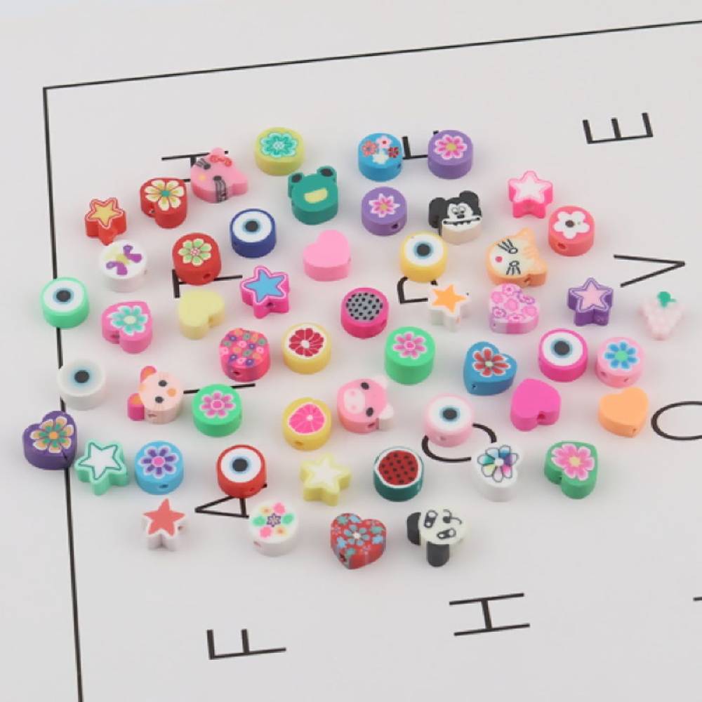 Sadingo Polymer Clay Perlen | 50 Stk., bunter Mix Fabrikladen
