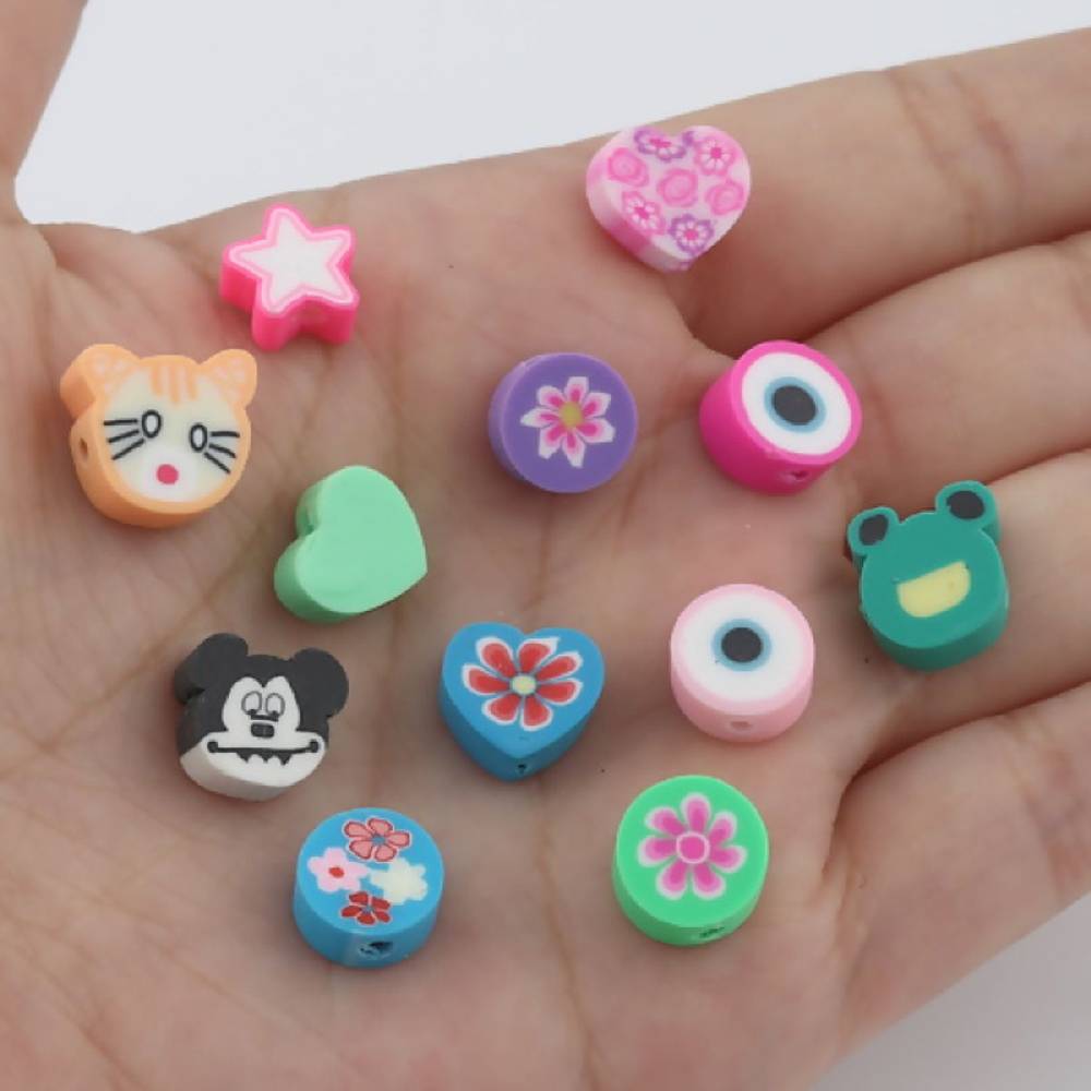 Sadingo Polymer Clay Perlen | 50 Stk., bunter Mix Fabrikladen