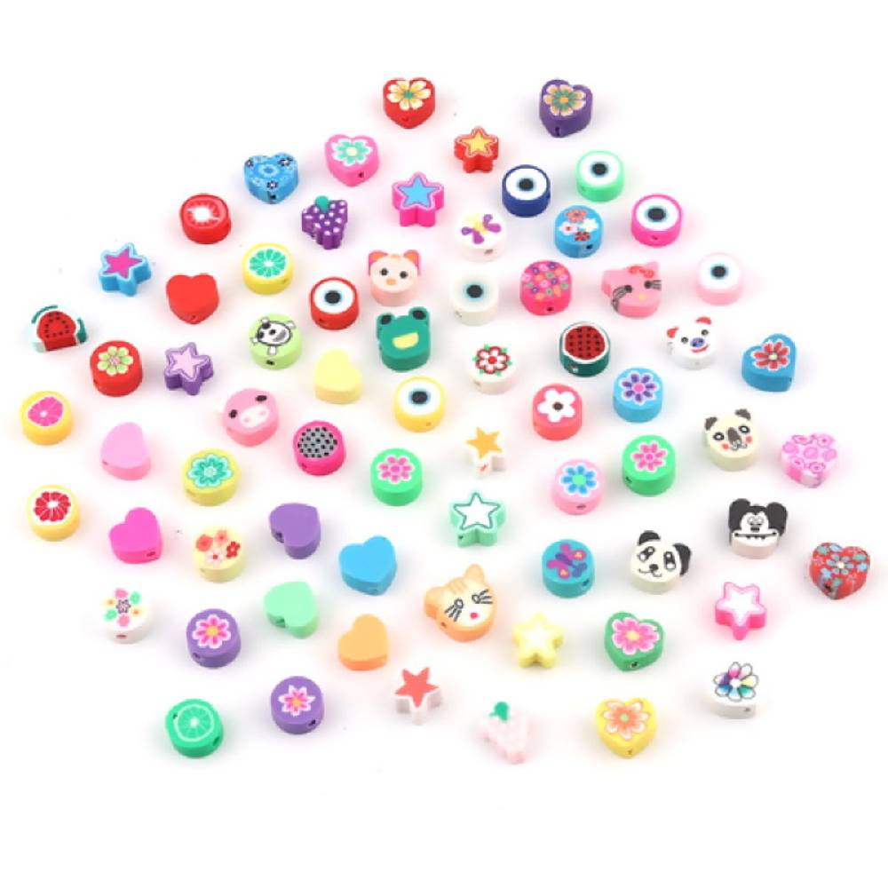 Sadingo Polymer Clay Perlen | 50 Stk., bunter Mix Fabrikladen