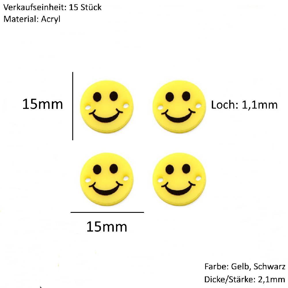 Sadingo Schmuckverbinder Smiley | 15 Stück, 15mm Speichern exportieren