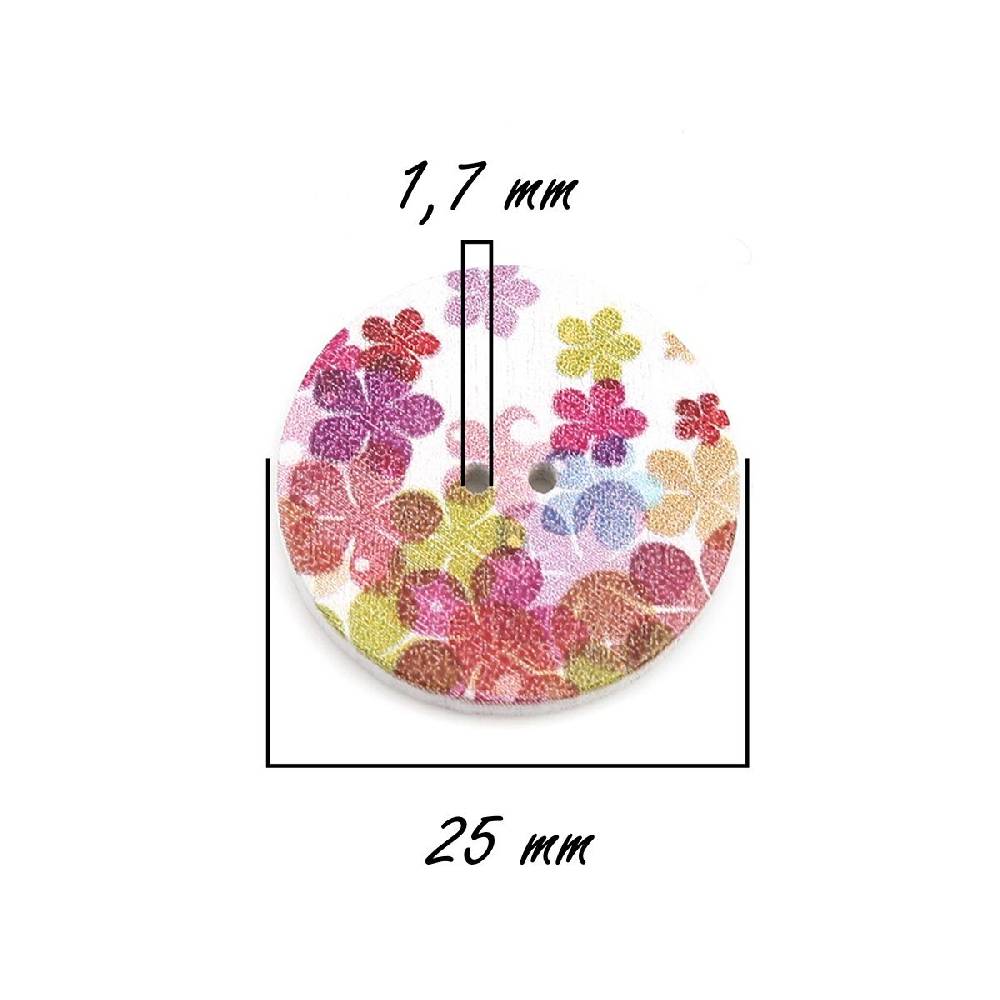 Sadingo Holzknöpfe Blumen Mix - 100 Stück - 25 mm online sichern Angebote