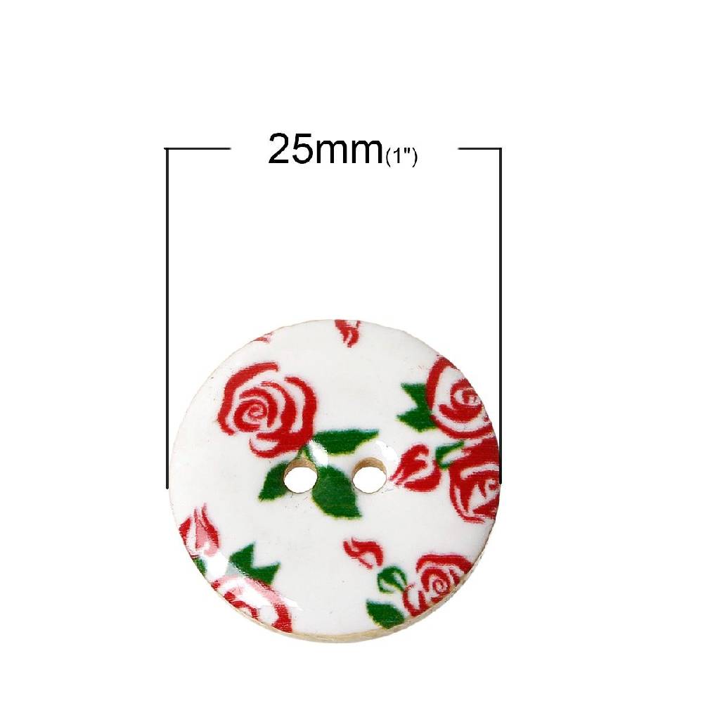 Sadingo Holzknöpfe - 20 Stk. - Ø 2,5 cm - Blumenmuster Blitzverkäufe