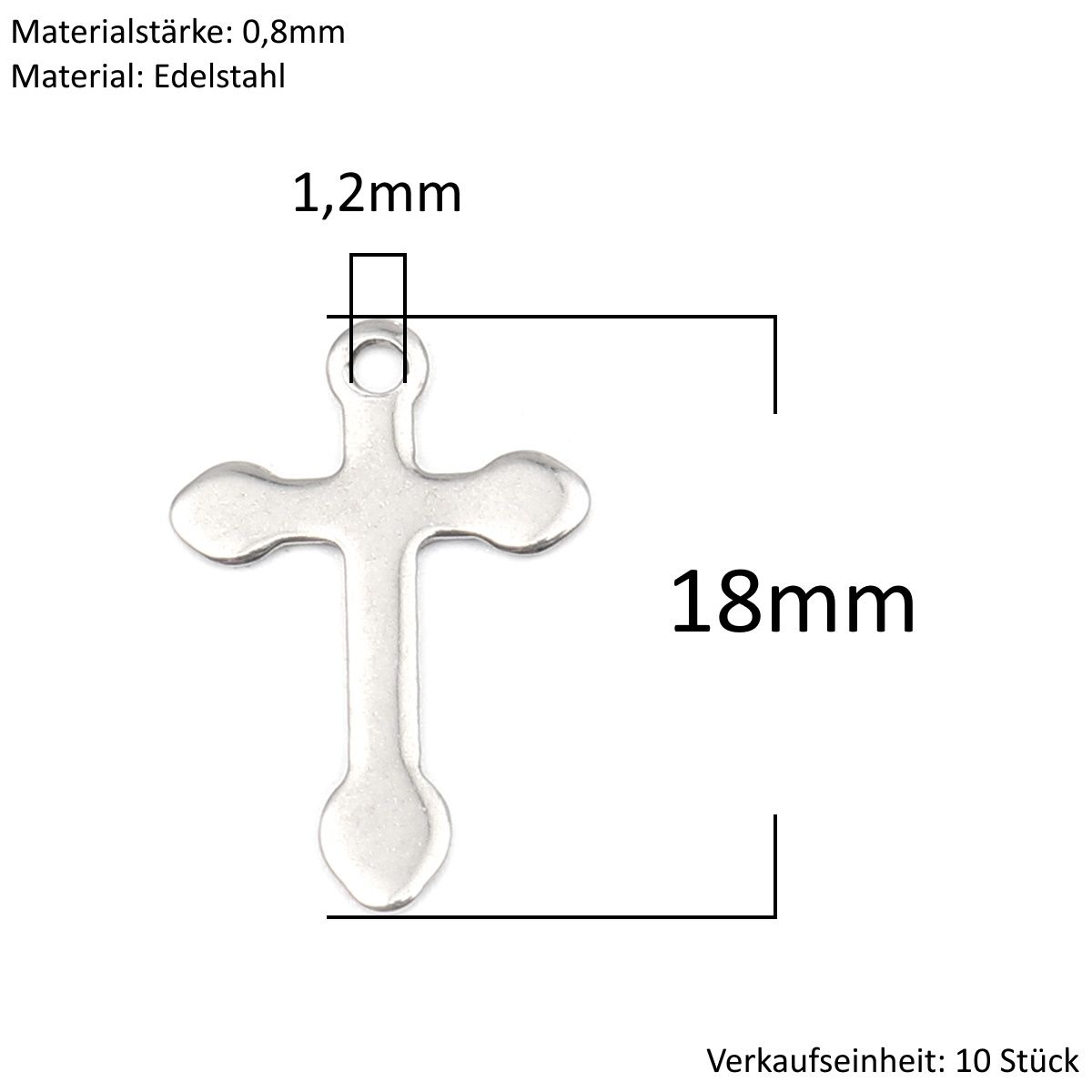 Sadingo Kreuz Anhänger Silber 10 Stück 12x18mm, Bastelbedarf Jubiläumsangebot