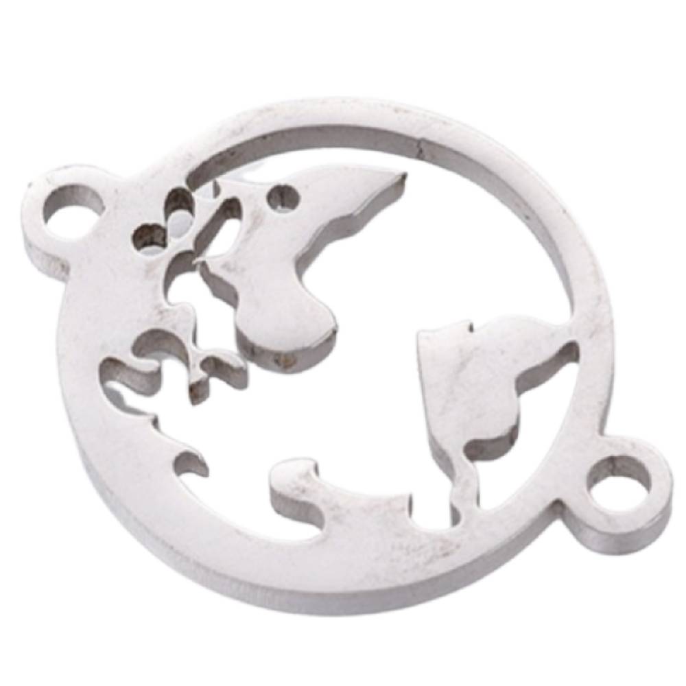 Sadingo Schmuckverbinder Weltkugel | 20 x 15 mm, 10 Stk., Edelstahl VIP-Rabatte