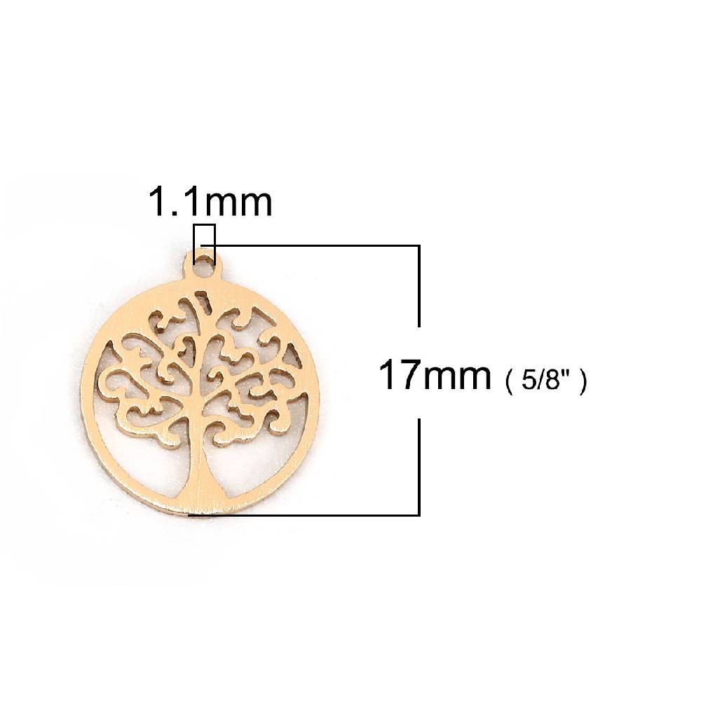 Sadingo 1 Metallanhänger Lebensbaum - 17 x 15 mm - Gold Schlussverkauf
