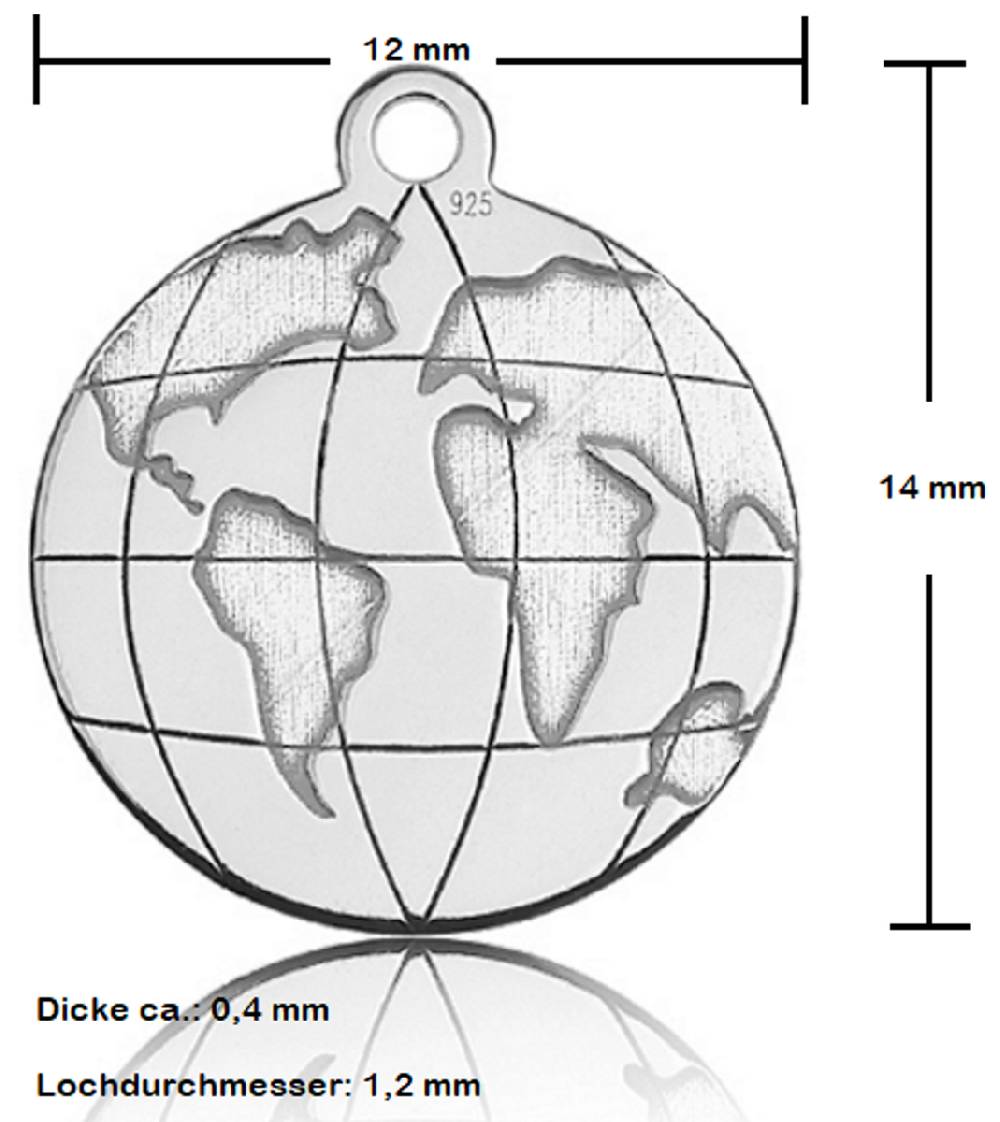 Sadingo Sterling Silver 925er Anhänger Globus Charm Globe Günstiger Verkauf