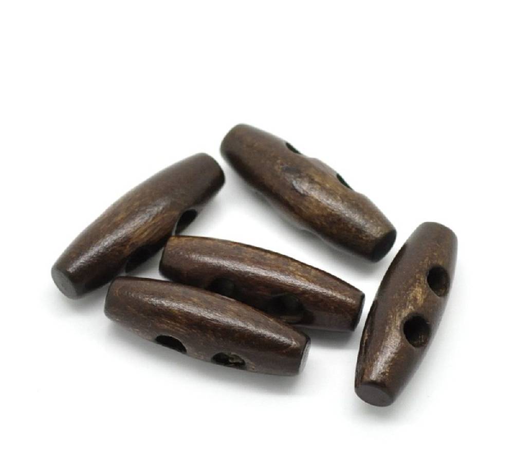 Sadingo Knebelknöpfe - 10 Stk. - 3 x 1 cm - Dunkelbraun Weihnachtsangebot