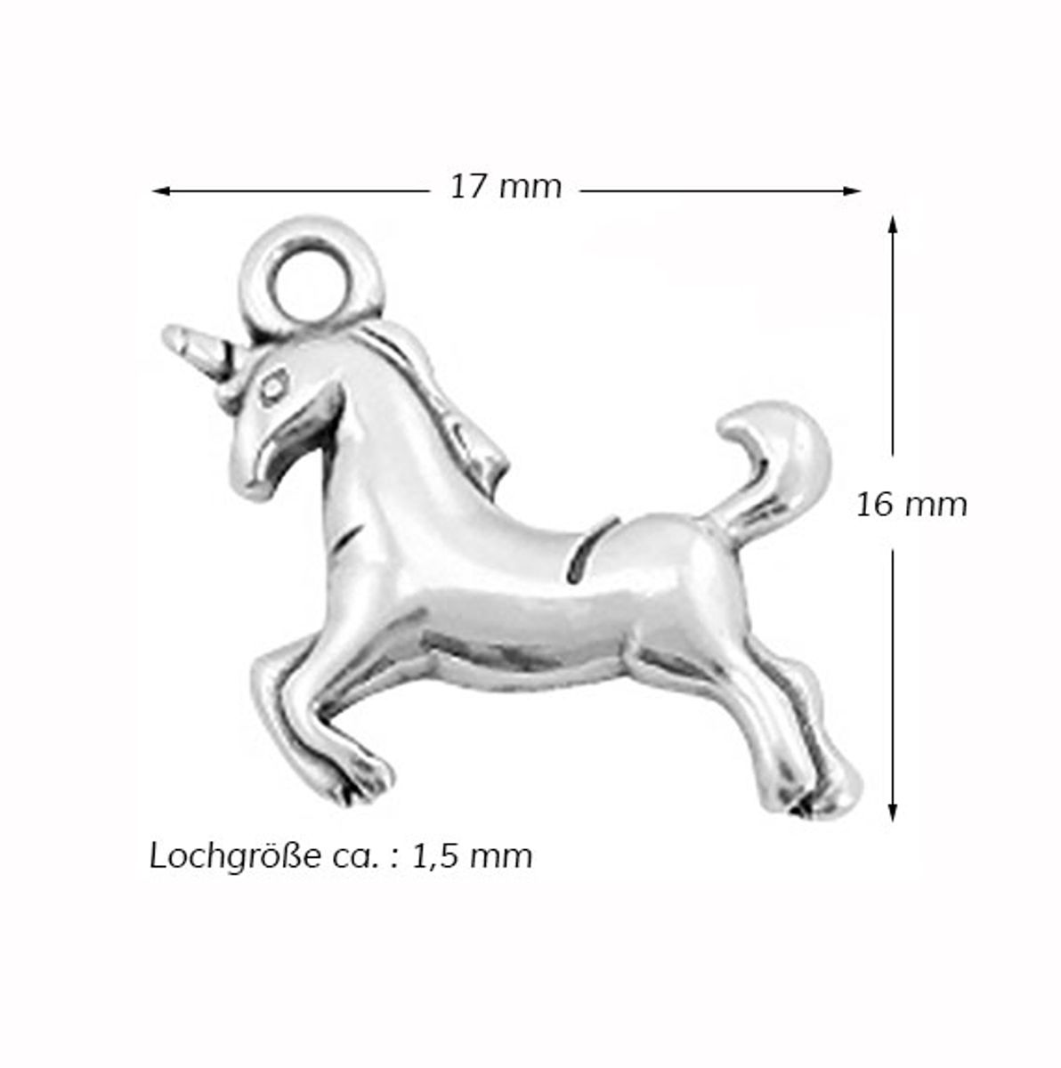 Sadingo Anhänger Einhorn aus Metall, 17 x 16 mm 1 Stück Muttertagsangebot