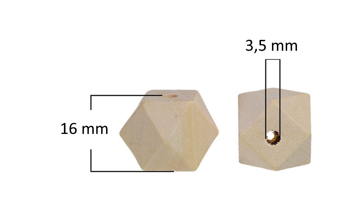 Sadingo Holzperlen eckig natur, Geometrische Bastelperlen, 20 Stück Valentinstagsangebot