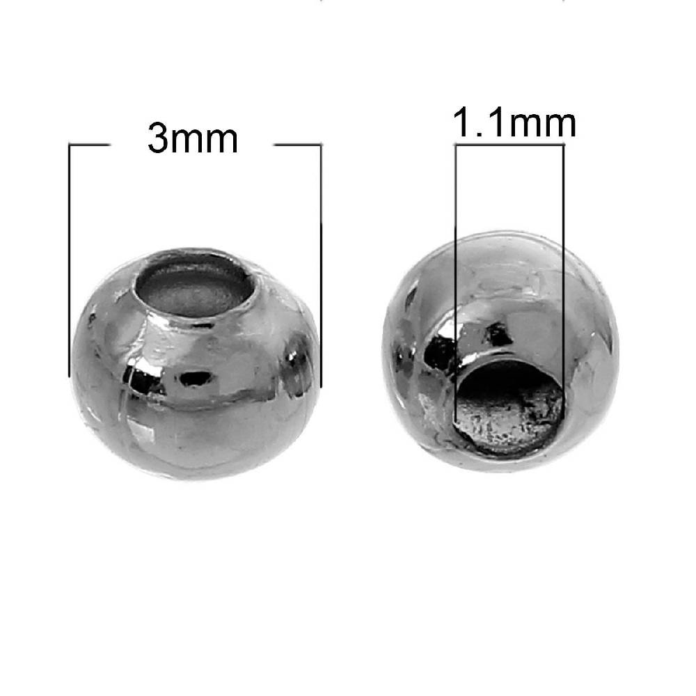 Sadingo Metallperlen - 100 Stk. - Ø 3 mm - Silberfarben Lagerräumung