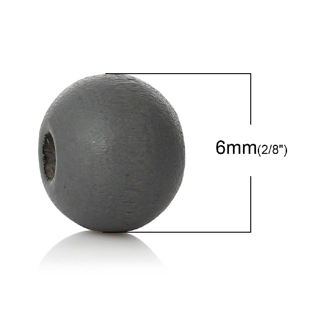 Sadingo Holzperlen Dunkelgrau - 50 Stück - 6 mm Heißer Verkauf