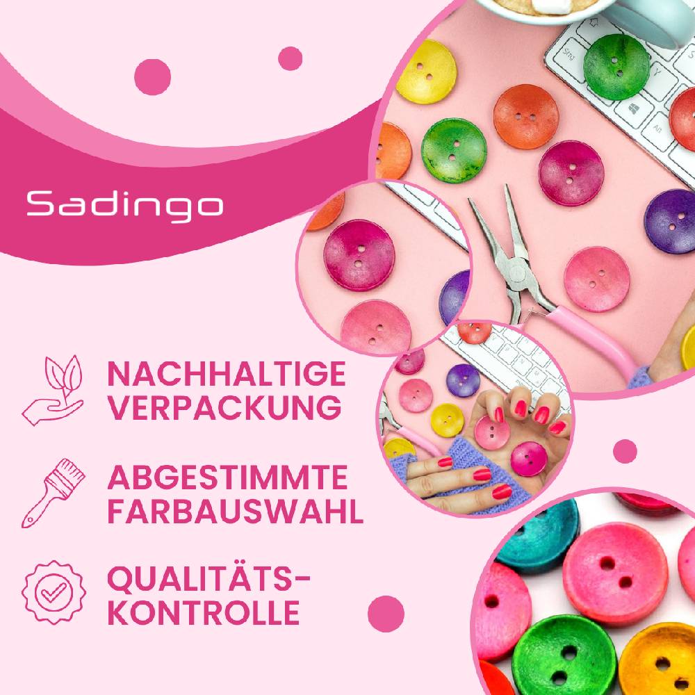 Sadingo Holzknöpfe zum aufnähen, 50 Stück-Ø 3 cm, bunter Mix Zeitlich begrenztes Angebot