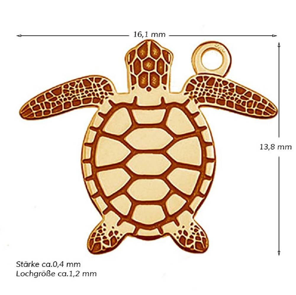 Sadingo Schmuckanhänger Schildkröte 13,8 x 16,1 mm Große Rabatte