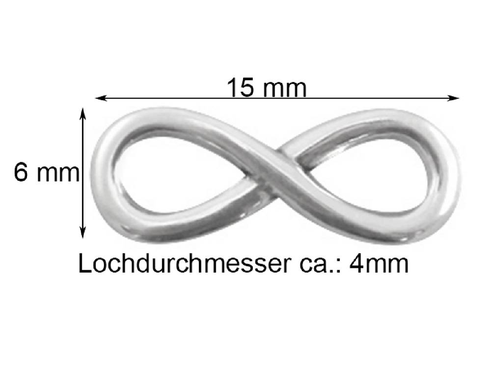 Sadingo Schmuckverbinder Infinity | 3 Stück, 15x6mm Neuheiten