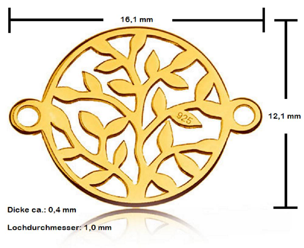 Sadingo Schmuckverbinder Lebensbaum | 12,1x16,1 mm Räumungsverkauf