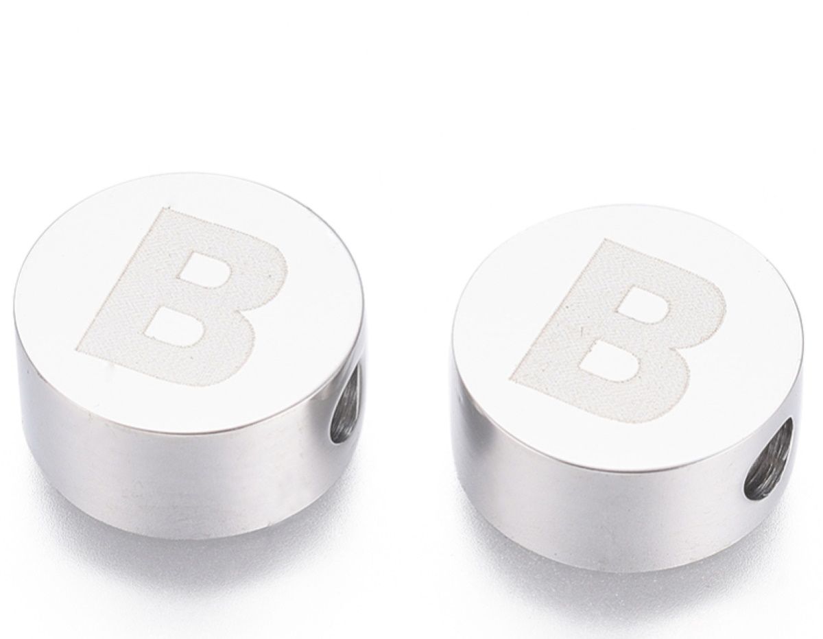 Sadingo Buchstabenperlen Edelstahl 2 Stück 10mm, Buchstabe wählbar Vierteljährliche Förderung
