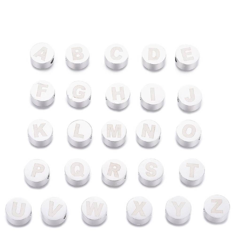 Sadingo Buchstabenperlen Edelstahl 2 Stück 10mm, Buchstabe wählbar Vierteljährliche Förderung