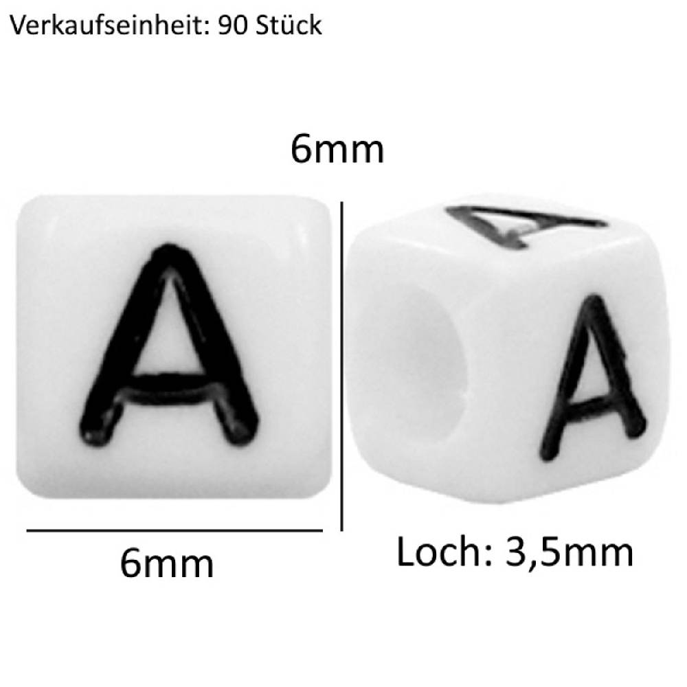 Sadingo Buchstabenperlen | 90 Stk. 6x6mm, eckige Perlen Riesige Rabatte