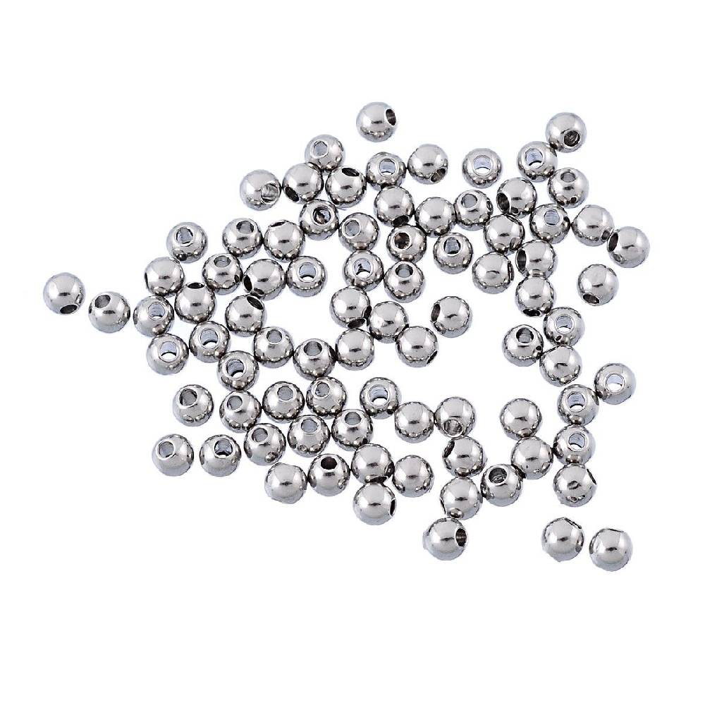Sadingo Metallperlen | Edelstahl-Perlen Silber, 3 mm, 50 Stück Clearance-Verkauf
