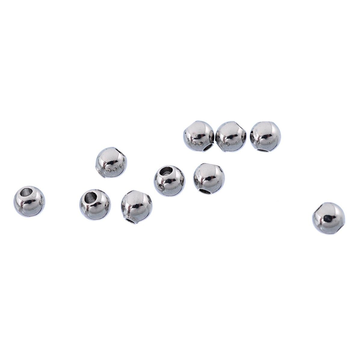 Sadingo Metallperlen | Edelstahl-Perlen Silber, 3 mm, 50 Stück Clearance-Verkauf