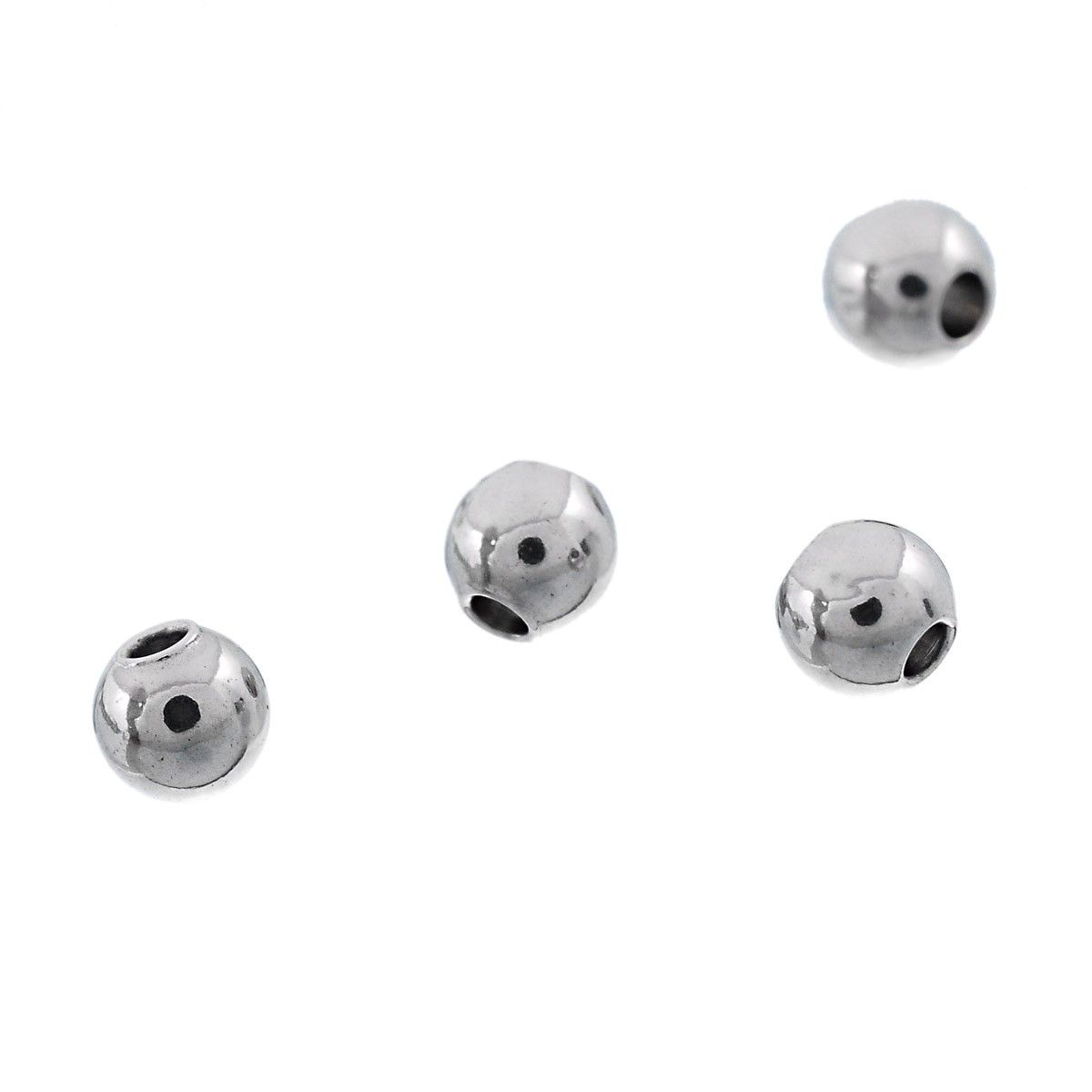 Sadingo Metallperlen | Edelstahl-Perlen Silber, 3 mm, 50 Stück Clearance-Verkauf