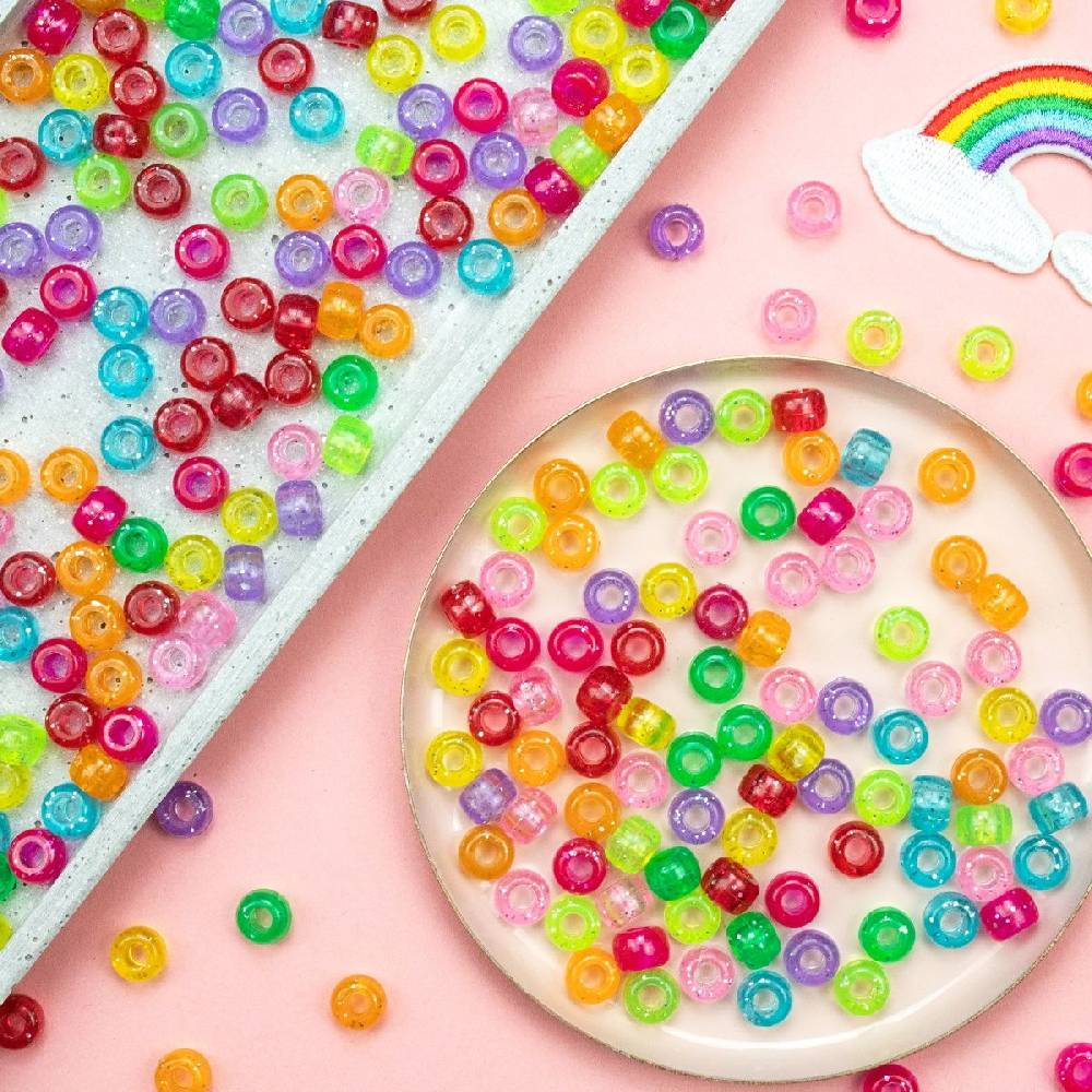 Sadingo Acrylperlen Glitzer | 500 Stk., 9 x 6 mm Kostenloser Versand international