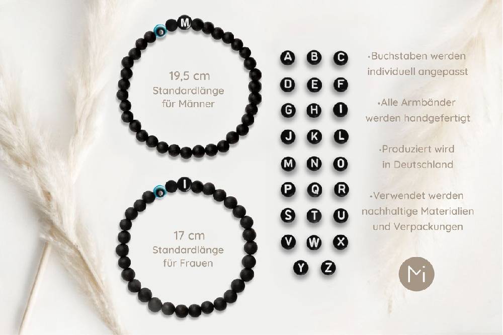 Sadingo Partnerarmband Set "MEADOW" aus schwarzen Achatperlen Weihnachtsangebot