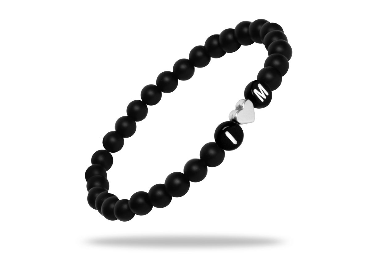 Sadingo Partnerarmband Set "ISLAND" aus schwarzen Natursteinperlen Osterangebot