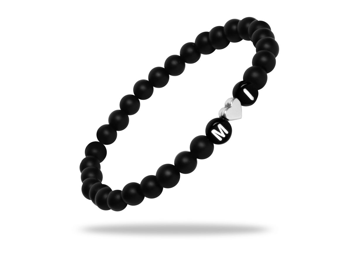 Sadingo Partnerarmband Set "ISLAND" aus schwarzen Natursteinperlen Osterangebot