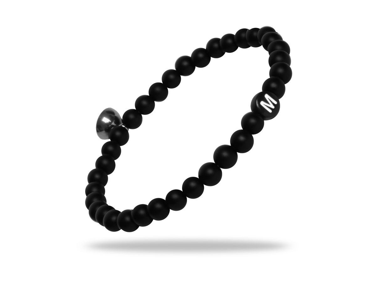 Sadingo Partnerarmband Set "ROCK" aus schwarzen Natursteinperlen Muttertagsangebot