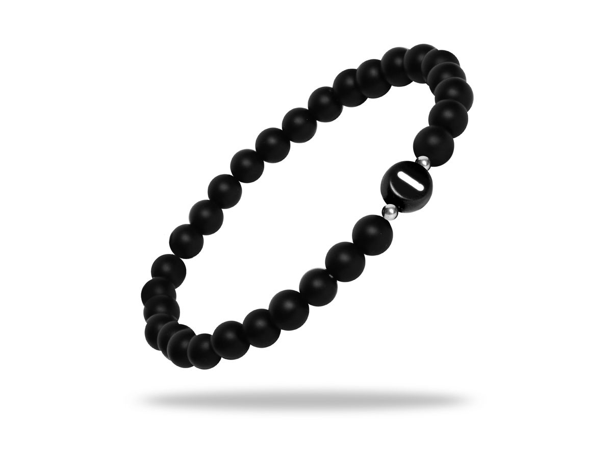 Sadingo Partnerarmband Set "STAR" aus schwarzen Natursteinperlen Vatertagsangebot