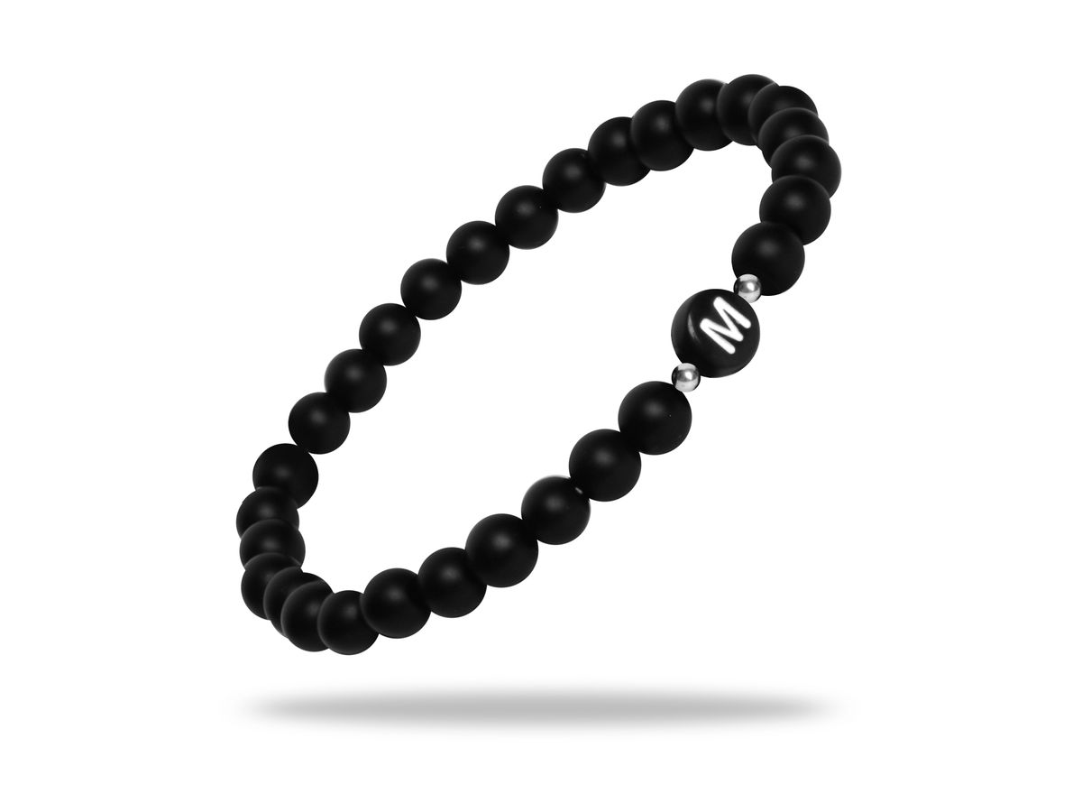 Sadingo Partnerarmband Set "STAR" aus schwarzen Natursteinperlen Vatertagsangebot