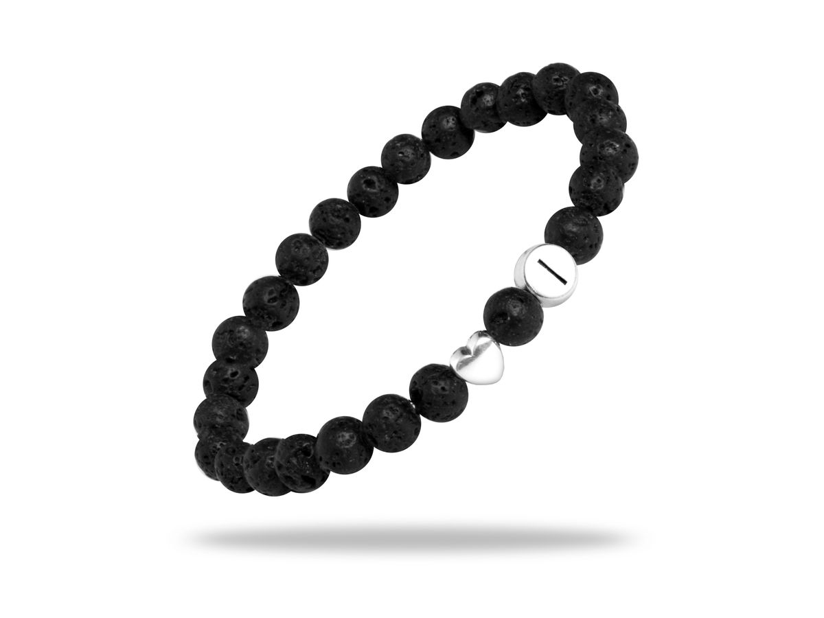 Sadingo Partnerarmband Set "VOLCANO" aus schwarzen Lavagesteinperlen Jubiläumsangebot