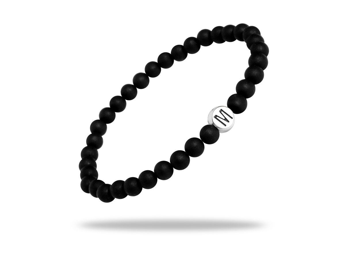 Sadingo Partnerarmband Set "MOON" aus schwarzen Natursteinperlen Lagerräumung